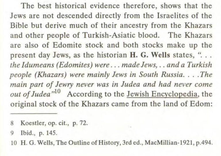 Edomittene after Esau became Jews, says H.G. Wells (on the times of Jesus), and most of todays Jews are converted Khazars